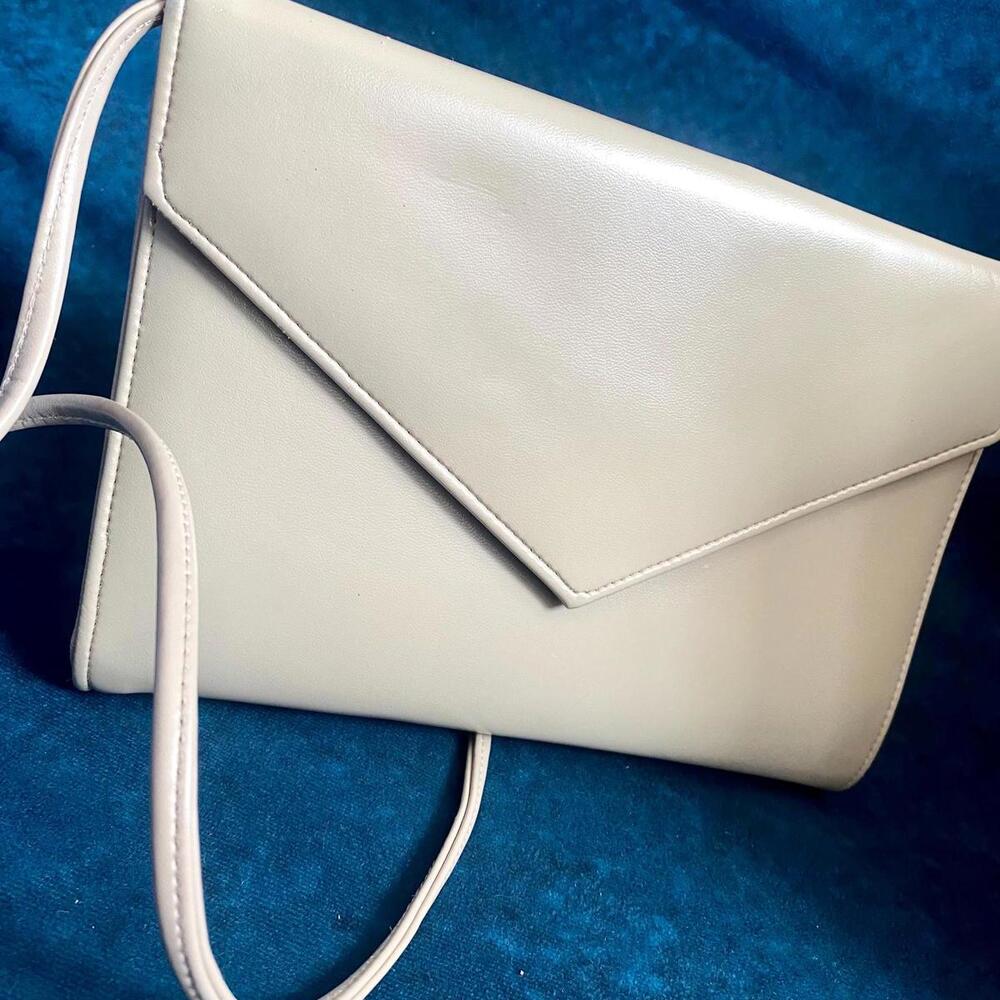 Vintage Taupe Clutch Evening Bag- Fuax Leather